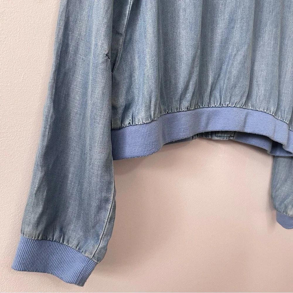 Urban Outfitters Light Blue Denim Bomber Jacket